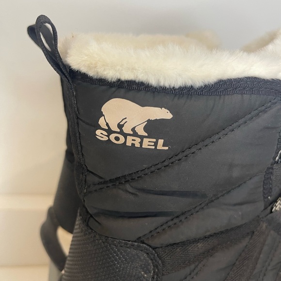 SOREL WHITNEY II white fur black WINTER BOOT waterproof toggle big girl sz 4 - Picture 14 of 15